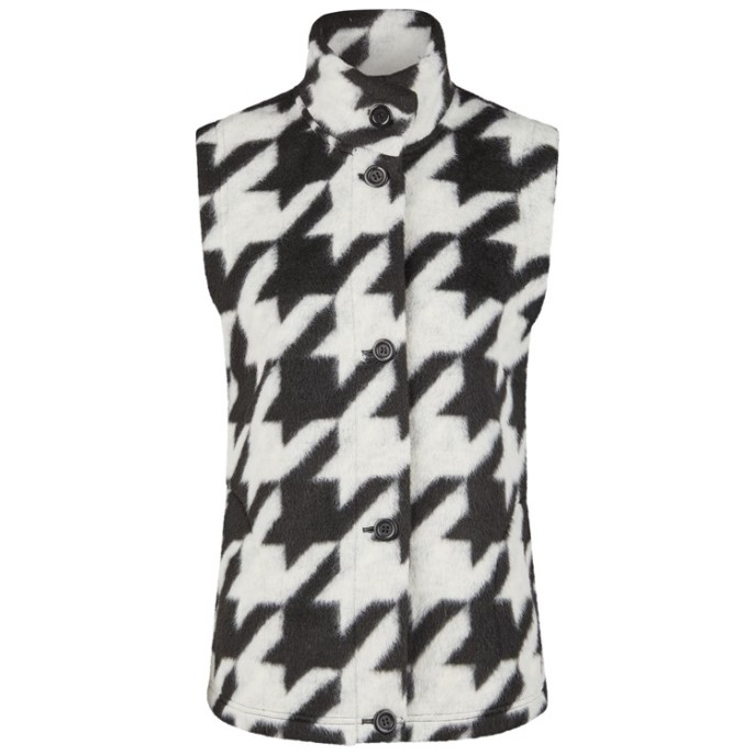 Barbara Lebek bodywarmer houndtooth Zwart ecru
